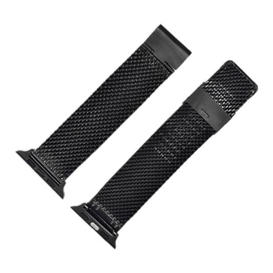 304 Stainless Steel Milanese Watch Band with Connector For Apple Watch Ultra 49mm&Watch Ultra 2 49mm / Series 10 46mm / 9&8&7 45mm / SE 3&SE 2&6&SE&5&4 44mm / 3&2&1 42mm(Black) - Watch Bands by buy2fix | Online Shopping UK | buy2fix