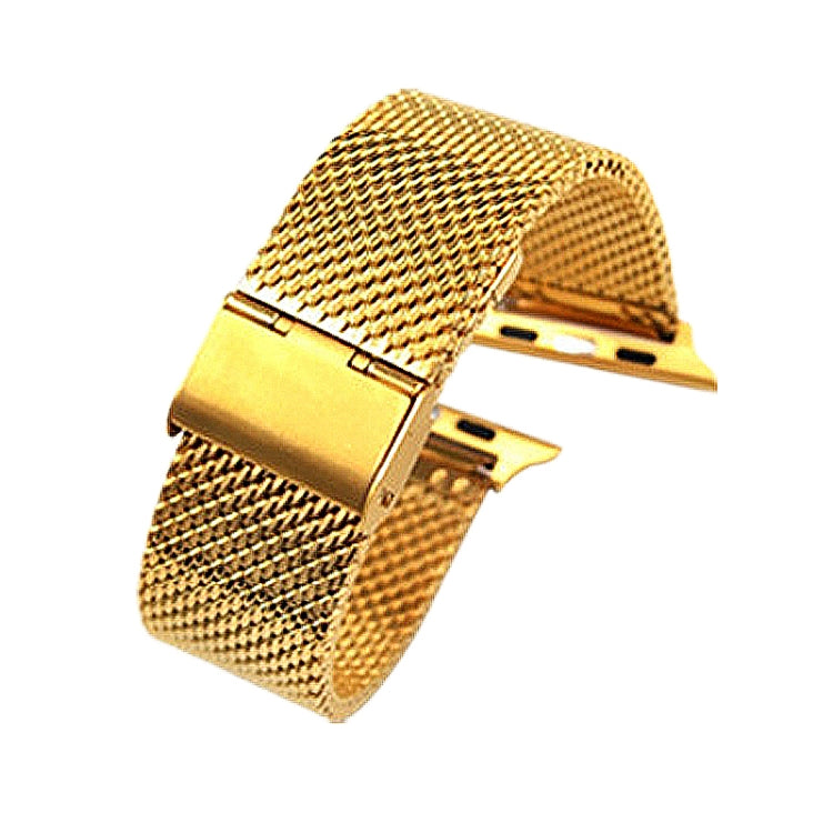 304 Stainless Steel Milanese Watch Band with Connector For Apple Watch Ultra 49mm&Watch Ultra 2 49mm / Series 10 46mm / 9&8&7 45mm / SE 3&SE 2&6&SE&5&4 44mm / 3&2&1 42mm(Gold) - Watch Bands by buy2fix | Online Shopping UK | buy2fix