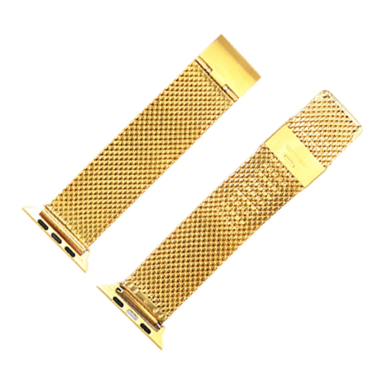 304 Stainless Steel Milanese Watch Band with Connector For Apple Watch Ultra 49mm&Watch Ultra 2 49mm / Series 10 46mm / 9&8&7 45mm / SE 3&SE 2&6&SE&5&4 44mm / 3&2&1 42mm(Gold) - Watch Bands by buy2fix | Online Shopping UK | buy2fix