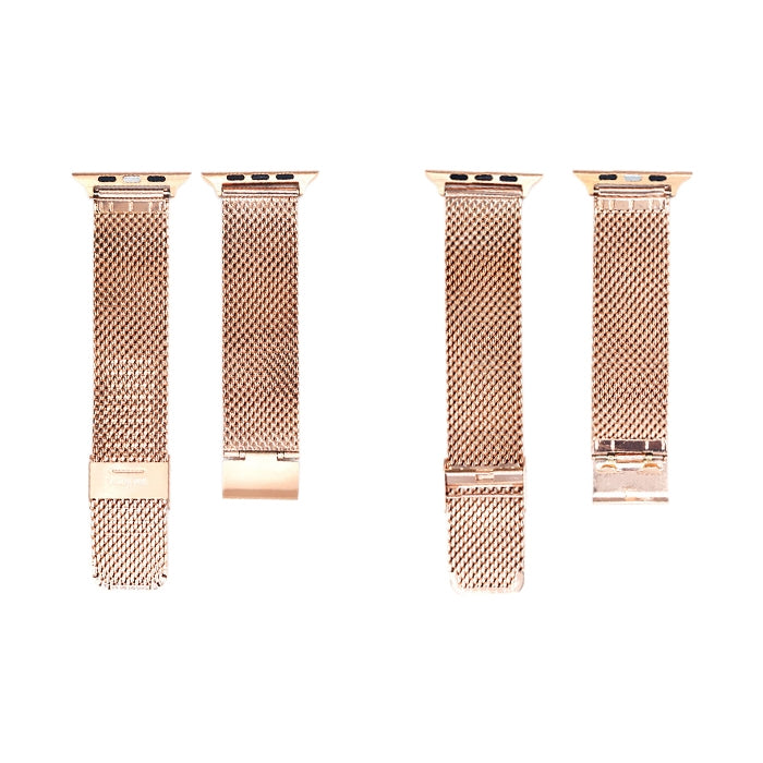 304 Stainless Steel Milanese Watch Band with Connector For Apple Watch Series 7 45mm / 6 & SE & 5 & 4 44mm / 3 & 2 & 1 42mm(Rose Gold) - Watch Bands by buy2fix | Online Shopping UK | buy2fix