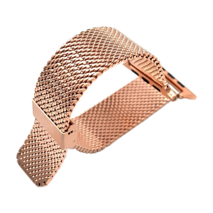 304 Stainless Steel Milanese Watch Band with Connector For Apple Watch Series 7 45mm / 6 & SE & 5 & 4 44mm / 3 & 2 & 1 42mm(Rose Gold) - Watch Bands by buy2fix | Online Shopping UK | buy2fix