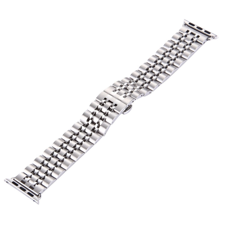 Hidden Butterfly Buckle 7 Beads Stainless Steel Watch Band For Apple Watch 42mm(Silver) by buy2fix