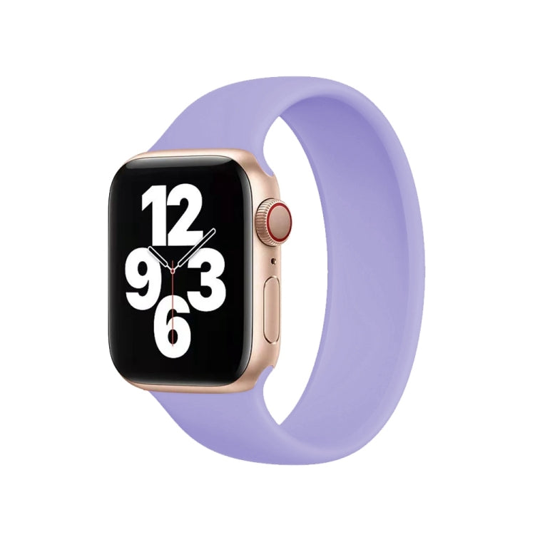 For Apple Watch Series 10 42mm / 9&8&7 41mm / SE 3&SE 2&6&SE&5&4 40mm / 3&2&1 38mm Solid Color Elastic Silicone Watch Band, Size:L 156mm (British Lavender) by buy2fix