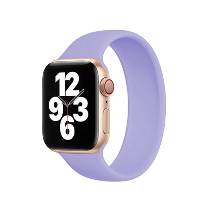 For Apple Watch Series 10 42mm / 9&8&7 41mm / SE 3&SE 2&6&SE&5&4 40mm / 3&2&1 38mm Solid Color Elastic Silicone Watch Band, Size:L 156mm (British Lavender) by buy2fix