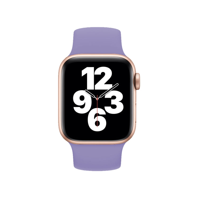 For Apple Watch Series 10 42mm / 9&8&7 41mm / SE 3&SE 2&6&SE&5&4 40mm / 3&2&1 38mm Solid Color Elastic Silicone Watch Band, Size:L 156mm (British Lavender) by buy2fix