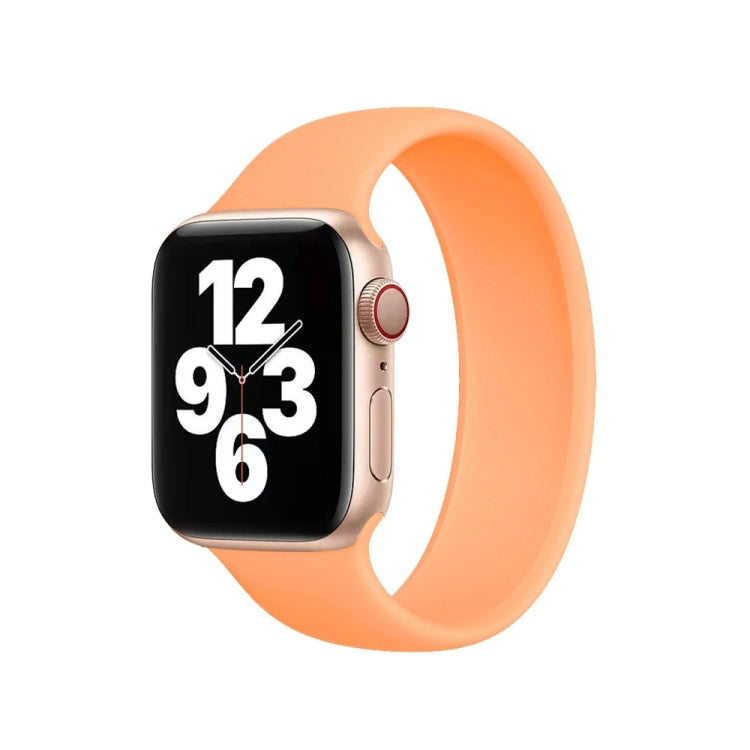 For Apple Watch Ultra 49mm&Watch Ultra 2 49mm / Series 10 46mm / 9&8&7 45mm / SE 3&SE 2&6&SE&5&4 44mm / 3&2&1 42mm Solid Color Elastic Silicone Watch Band, Size:S 130mm (Calendula) by buy2fix