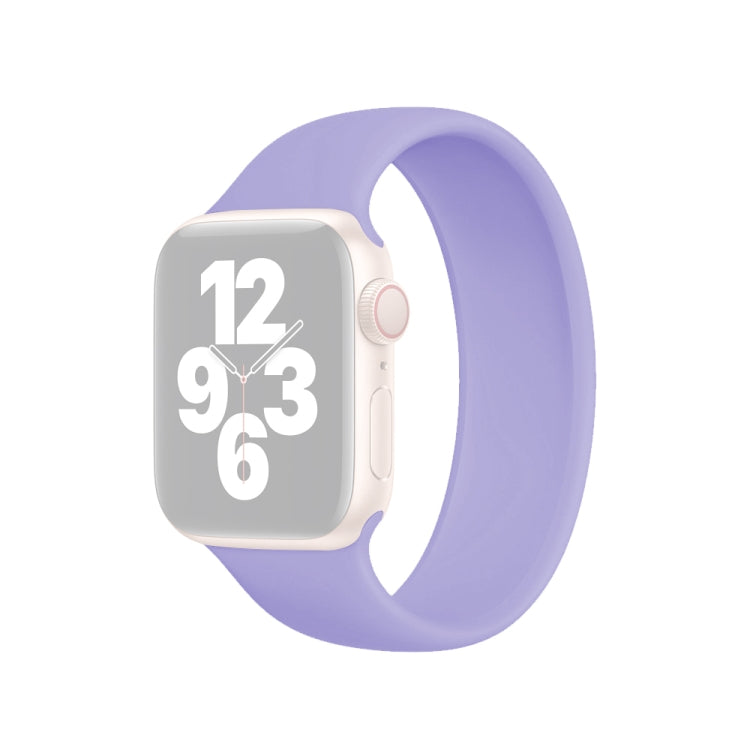 For Apple Watch Ultra 49mm&Watch Ultra 2 49mm / Series 10 46mm / 9&8&7 45mm / SE 3&SE 2&6&SE&5&4 44mm / 3&2&1 42mm Solid Color Elastic Silicone Watch Band, Size:L 156mm (British Lavender) by buy2fix