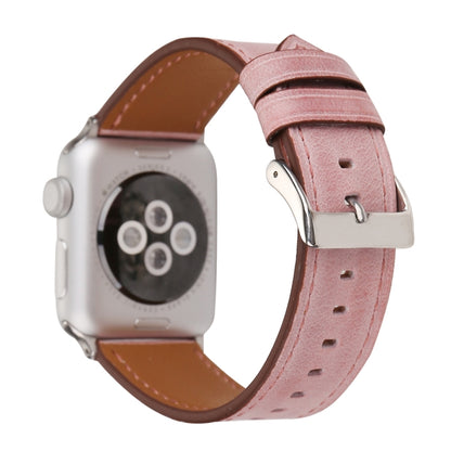 For Apple Watch Series 10 42mm / 9&8&7 41mm / SE 3&SE 2&6&SE&5&4 40mm / 3&2&1 38mm Fresh Style Genuine Leather Watch Band(Pink) by buy2fix
