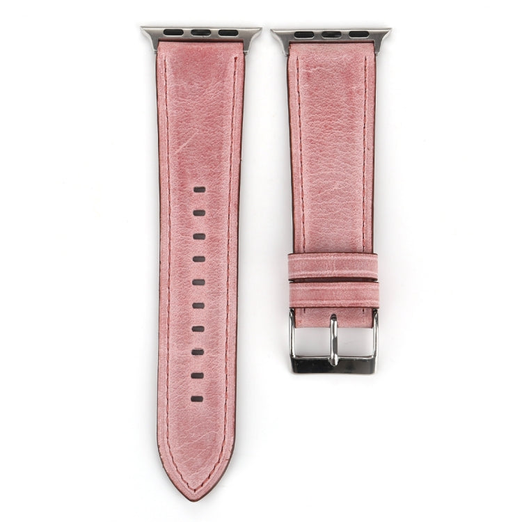 For Apple Watch Series 10 42mm / 9&8&7 41mm / SE 3&SE 2&6&SE&5&4 40mm / 3&2&1 38mm Fresh Style Genuine Leather Watch Band(Pink) by buy2fix
