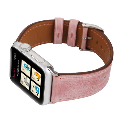 For Apple Watch Series 10 42mm / 9&8&7 41mm / SE 3&SE 2&6&SE&5&4 40mm / 3&2&1 38mm Fresh Style Genuine Leather Watch Band(Pink) by buy2fix