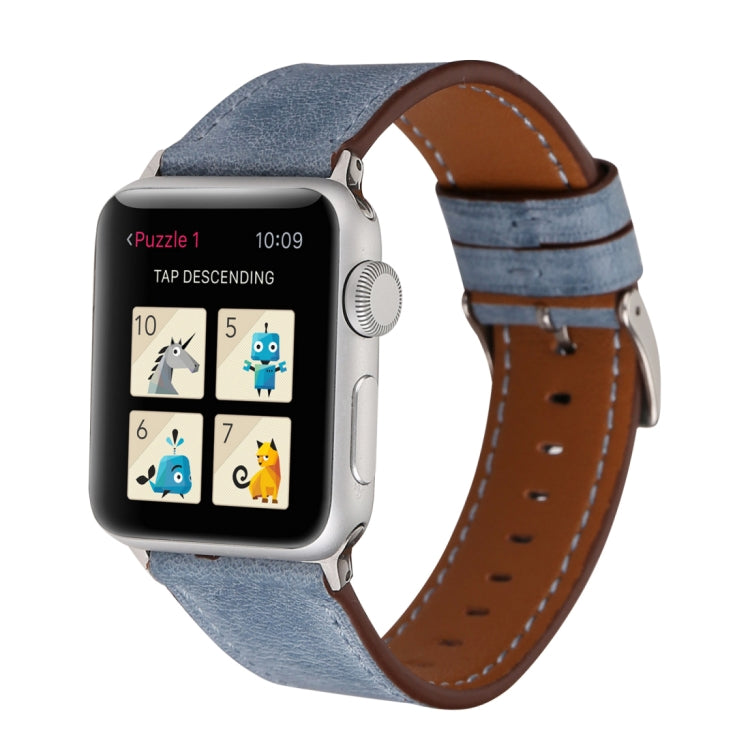 For Apple Watch Ultra 49mm&Watch Ultra 2 49mm / Series 10 46mm / 9&8&7 45mm / SE 3&SE 2&6&SE&5&4 44mm / 3&2&1 42mm Fresh Style Genuine Leather Watch Band(Blue) by buy2fix
