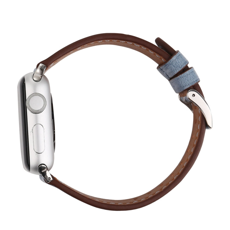 For Apple Watch Ultra 49mm&Watch Ultra 2 49mm / Series 10 46mm / 9&8&7 45mm / SE 3&SE 2&6&SE&5&4 44mm / 3&2&1 42mm Fresh Style Genuine Leather Watch Band(Blue) by buy2fix