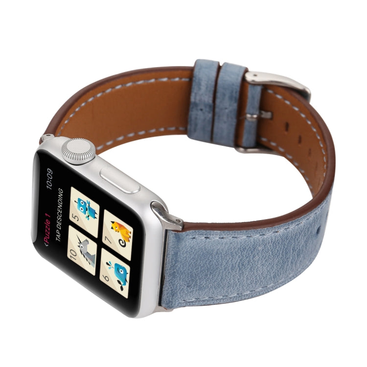 For Apple Watch Ultra 49mm&Watch Ultra 2 49mm / Series 10 46mm / 9&8&7 45mm / SE 3&SE 2&6&SE&5&4 44mm / 3&2&1 42mm Fresh Style Genuine Leather Watch Band(Blue) by buy2fix