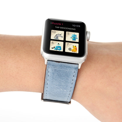 For Apple Watch Ultra 49mm&Watch Ultra 2 49mm / Series 10 46mm / 9&8&7 45mm / SE 3&SE 2&6&SE&5&4 44mm / 3&2&1 42mm Fresh Style Genuine Leather Watch Band(Blue) by buy2fix