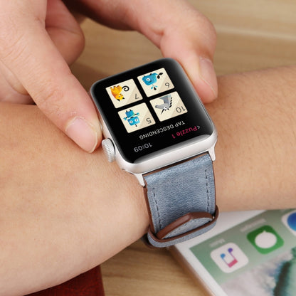 For Apple Watch Ultra 49mm&Watch Ultra 2 49mm / Series 10 46mm / 9&8&7 45mm / SE 3&SE 2&6&SE&5&4 44mm / 3&2&1 42mm Fresh Style Genuine Leather Watch Band(Blue) by buy2fix