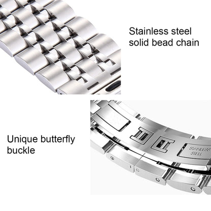 22mm Men Hidden Butterfly Buckle 7 Beads Stainless Steel Watch Band For Apple Watch 38mm(Silver Rose Gold) by buy2fix