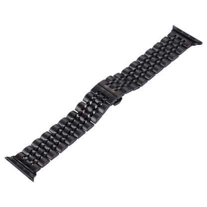 22mm Men Hidden Butterfly Buckle 7 Beads Stainless Steel Watch Band For Apple Watch 42mm(Black) by buy2fix