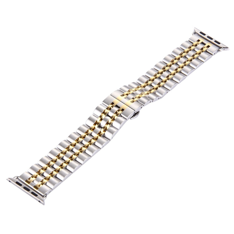 22mm Men Hidden Butterfly Buckle 7 Beads Stainless Steel Watch Band For Apple Watch 42mm by buy2fix