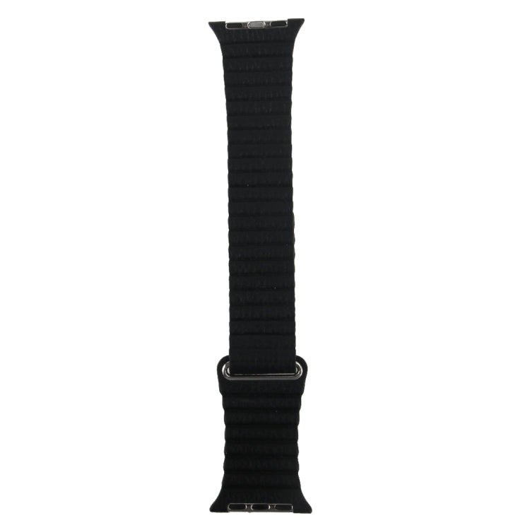 For Apple Watch 38mm Loop Magnetic Closure Clasp PU Leather Watch Band(Black) by buy2fix