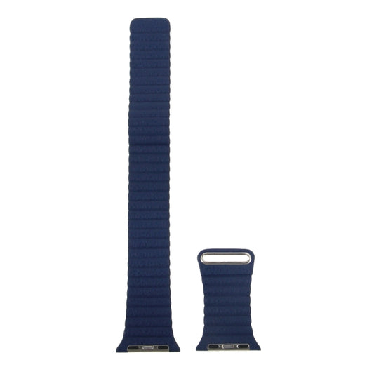 For Apple Watch 38mm Loop Magnetic Closure Clasp PU Leather Watch Band(Dark Blue) by buy2fix