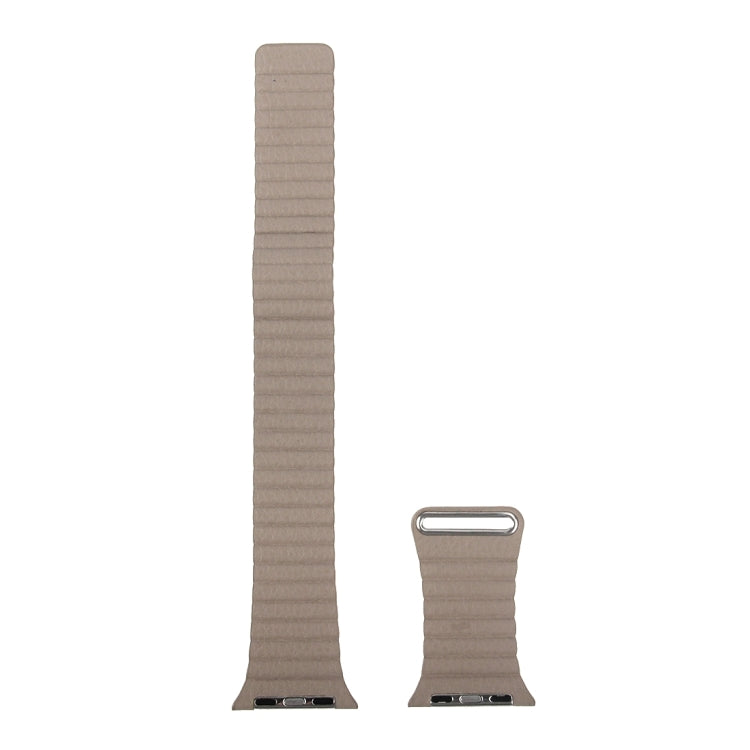 For Apple Watch 38mm Loop Magnetic Closure Clasp PU Leather Watch Band(Khaki) by buy2fix