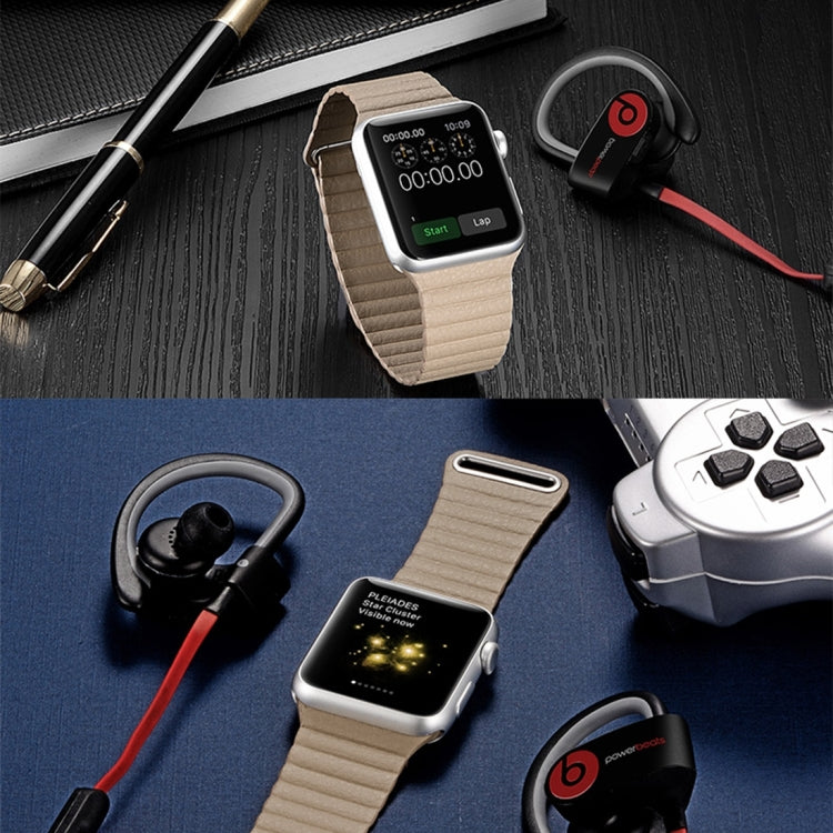 For Apple Watch 38mm Loop Magnetic Closure Clasp PU Leather Watch Band(Khaki) by buy2fix