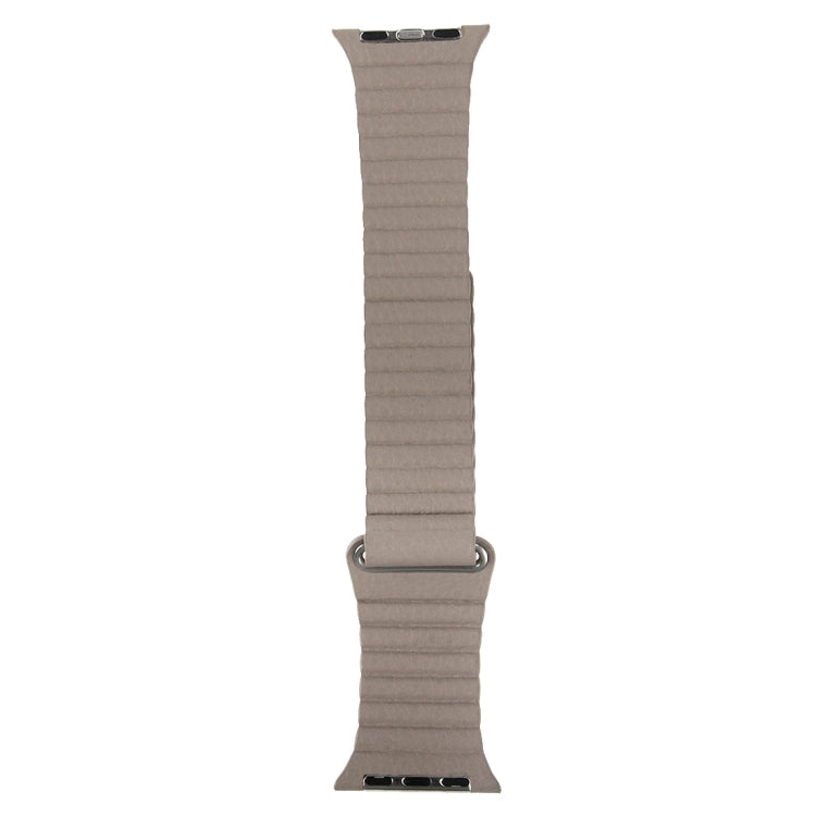 For Apple Watch 38mm Loop Magnetic Closure Clasp PU Leather Watch Band(Khaki) by buy2fix