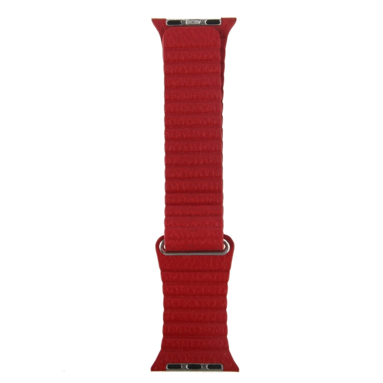 For Apple Watch 38mm Loop Magnetic Closure Clasp PU Leather Watch Band(Red) by buy2fix