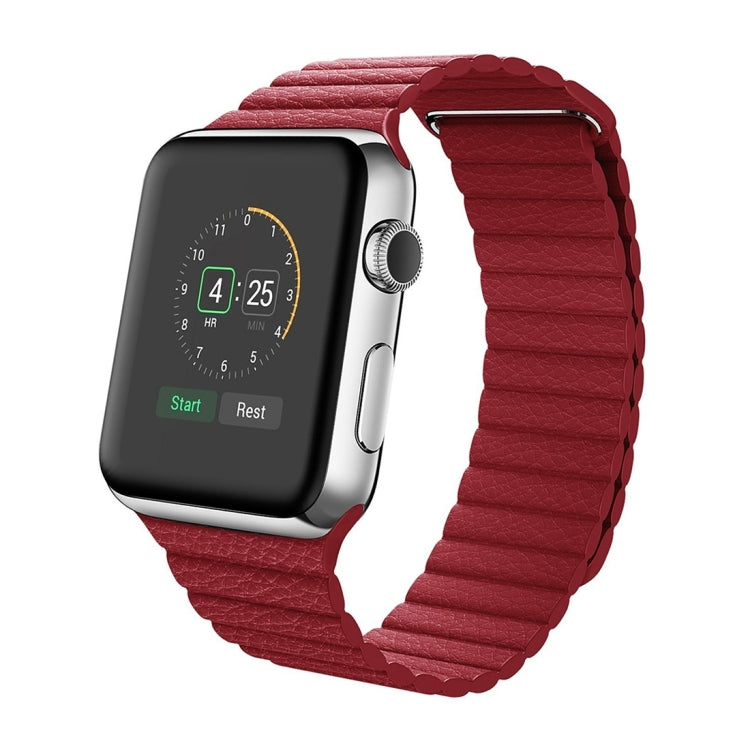 For Apple Watch 38mm Loop Magnetic Closure Clasp PU Leather Watch Band(Red) by buy2fix
