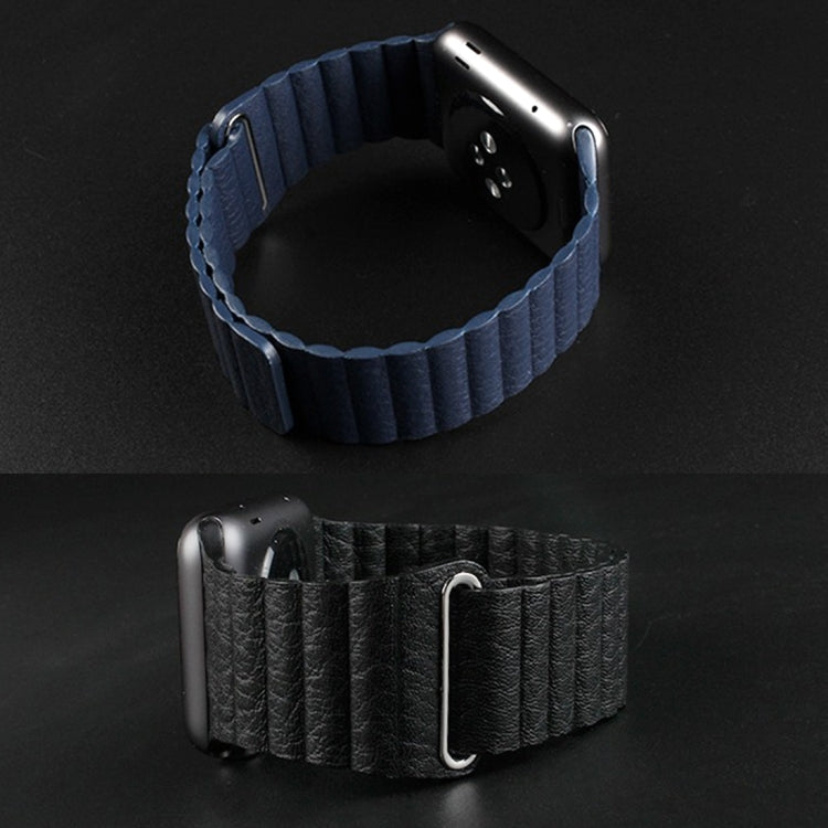 For Apple Watch 38mm Loop Magnetic Closure Clasp PU Leather Watch Band(Brown) by buy2fix