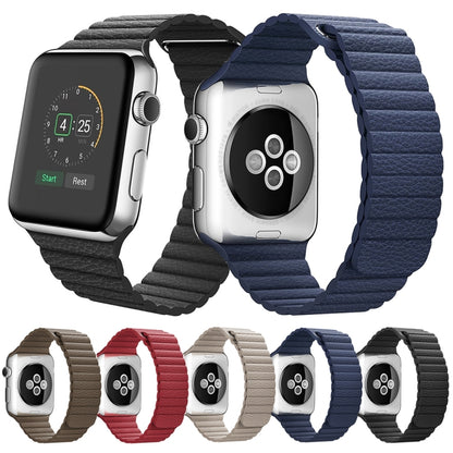 For Apple Watch 38mm Loop Magnetic Closure Clasp PU Leather Watch Band(Red) by buy2fix