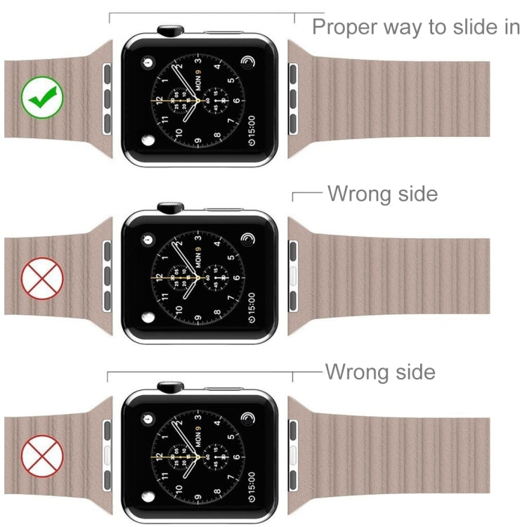 For Apple Watch 42mm Loop Magnetic Closure Clasp PU Leather Watch Band(Dark Blue) by buy2fix