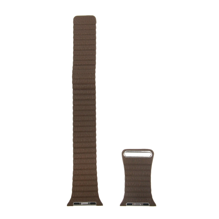 For Apple Watch 42mm Loop Magnetic Closure Clasp PU Leather Watch Band(Brown) - Watch Bands by buy2fix | Online Shopping UK | buy2fix