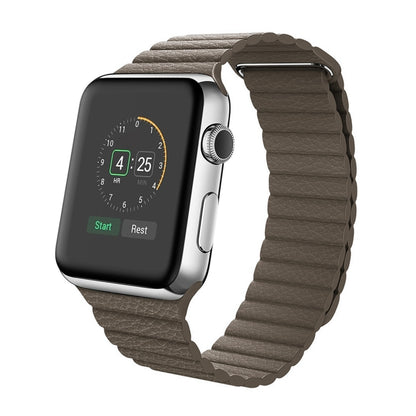 For Apple Watch 42mm Loop Magnetic Closure Clasp PU Leather Watch Band(Brown) - Watch Bands by buy2fix | Online Shopping UK | buy2fix