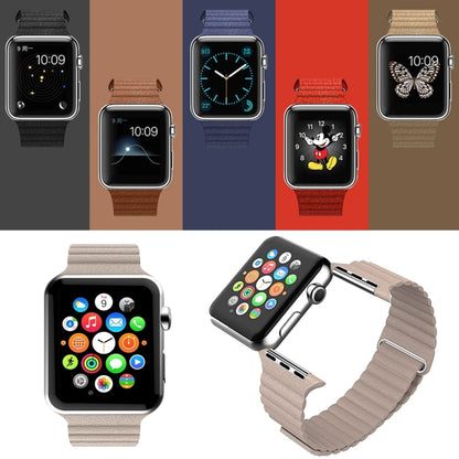 For Apple Watch 42mm Loop Magnetic Closure Clasp PU Leather Watch Band(Brown) - Watch Bands by buy2fix | Online Shopping UK | buy2fix