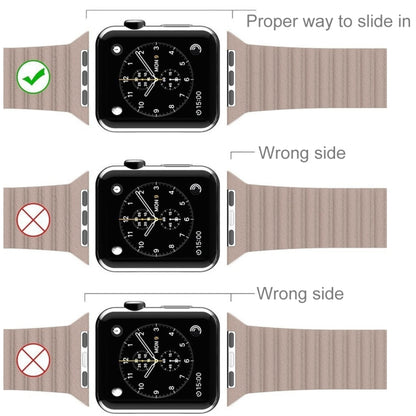 For Apple Watch 42mm Loop Magnetic Closure Clasp PU Leather Watch Band(Brown) - Watch Bands by buy2fix | Online Shopping UK | buy2fix
