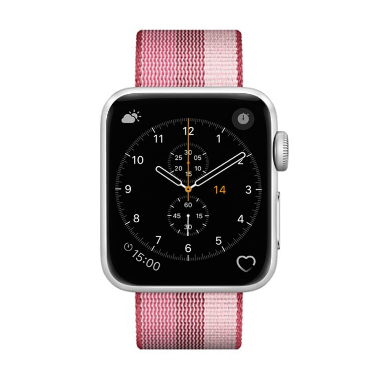 For Apple Watch 42mm Stripe Woven Nylon Watch Band (Berry Color) by buy2fix