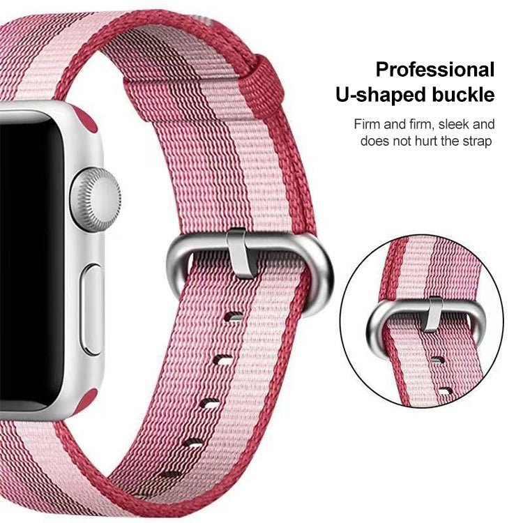 For Apple Watch 42mm Stripe Woven Nylon Watch Band (Berry Color) by buy2fix