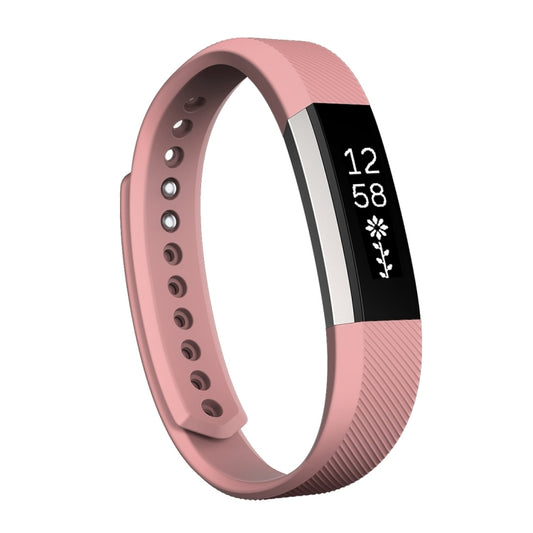 For Fitbit Alta Watch Oblique Texture Silicone Watchband, Large Size, Length: about 22cm(Pink) - Watch Bands by buy2fix | Online Shopping UK | buy2fix