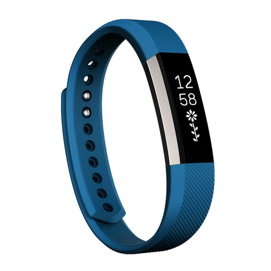 For Fitbit Alta Watch Oblique Texture Silicone Watchband, Large Size, Length: about 22cm(Blue) - Watch Bands by buy2fix | Online Shopping UK | buy2fix