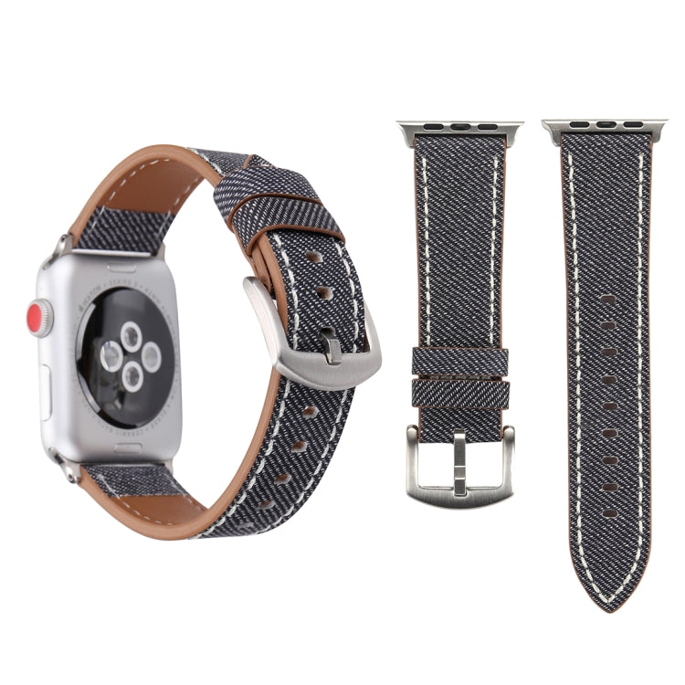 For Apple Watch Series 10 42mm / 9&8&7 41mm / SE 3&SE 2&6&SE&5&4 40mm / 3&2&1 38mm Simple Fashion Genuine Leather Cowboy Pattern Watch Band(Grey) by buy2fix