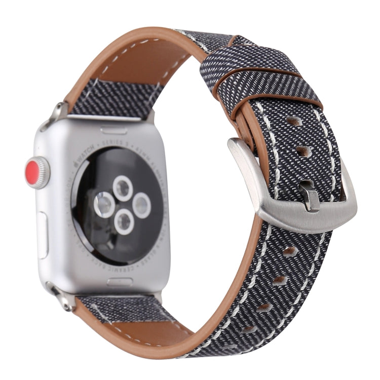 For Apple Watch Series 10 42mm / 9&8&7 41mm / SE 3&SE 2&6&SE&5&4 40mm / 3&2&1 38mm Simple Fashion Genuine Leather Cowboy Pattern Watch Band(Grey) by buy2fix