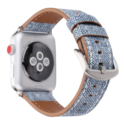 For Apple Watch Series 10 42mm / 9&8&7 41mm / SE 3&SE 2&6&SE&5&4 40mm / 3&2&1 38mm Simple Fashion Genuine Leather Cowboy Pattern Watch Band(Baby Blue) by buy2fix