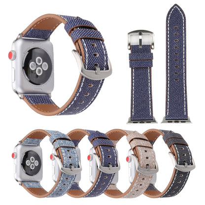 For Apple Watch Series 10 42mm / 9&8&7 41mm / SE 3&SE 2&6&SE&5&4 40mm / 3&2&1 38mm Simple Fashion Genuine Leather Cowboy Pattern Watch Band(Dark Blue) by buy2fix