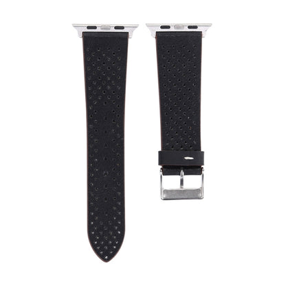 For Apple Watch Ultra 49mm&Watch Ultra 2 49mm / Series 10 46mm / 9&8&7 45mm / SE 3&SE 2&6&SE&5&4 44mm / 3&2&1 42mm Simple Fashion Genuine Leather Hole Pattern Watch Band(Black) by buy2fix