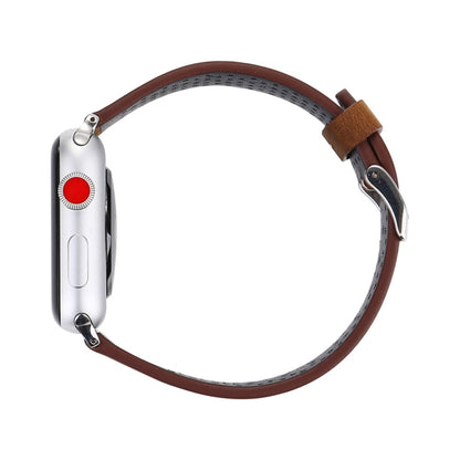 For Apple Watch Ultra 49mm&Watch Ultra 2 49mm / Series 10 46mm / 9&8&7 45mm / SE 3&SE 2&6&SE&5&4 44mm / 3&2&1 42mm Simple Fashion Genuine Leather Hole Pattern Watch Band(Brown) by buy2fix