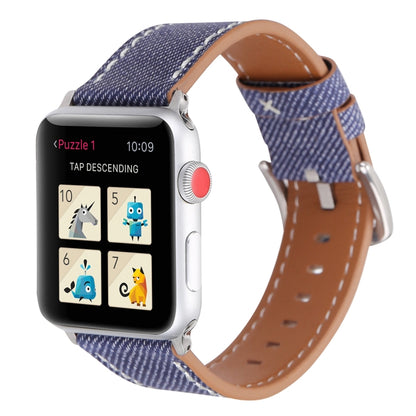 For Apple Watch Ultra 49mm&Watch Ultra 2 49mm / Series 10 46mm / 9&8&7 45mm / SE 3&SE 2&6&SE&5&4 44mm / 3&2&1 42mm Simple Fashion Genuine Leather Cowboy Pattern Watch Band(Dark Blue) by buy2fix