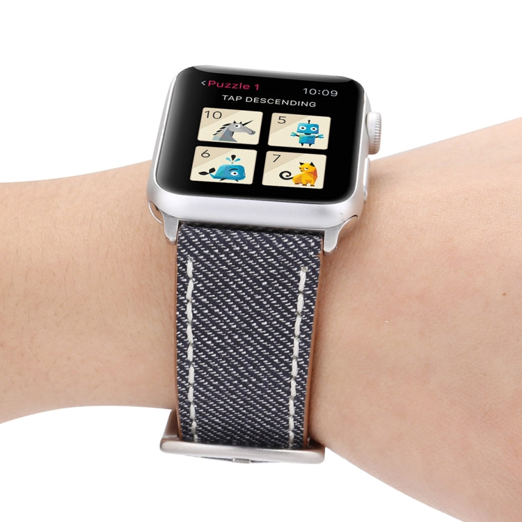 For Apple Watch Ultra 49mm&Watch Ultra 2 49mm / Series 10 46mm / 9&8&7 45mm / SE 3&SE 2&6&SE&5&4 44mm / 3&2&1 42mm Simple Fashion Genuine Leather Cowboy Pattern Watch Band(Grey) by buy2fix