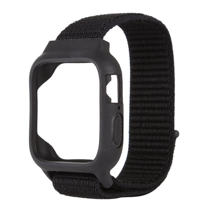 For Apple Watch Series 7 45mm / 6 & SE & 5 & 4 44mm / 3 & 2 & 1 42mm Nylon Watch Band with Hook and Loop Fastener (Black) - Watch Bands by buy2fix | Online Shopping UK | buy2fix
