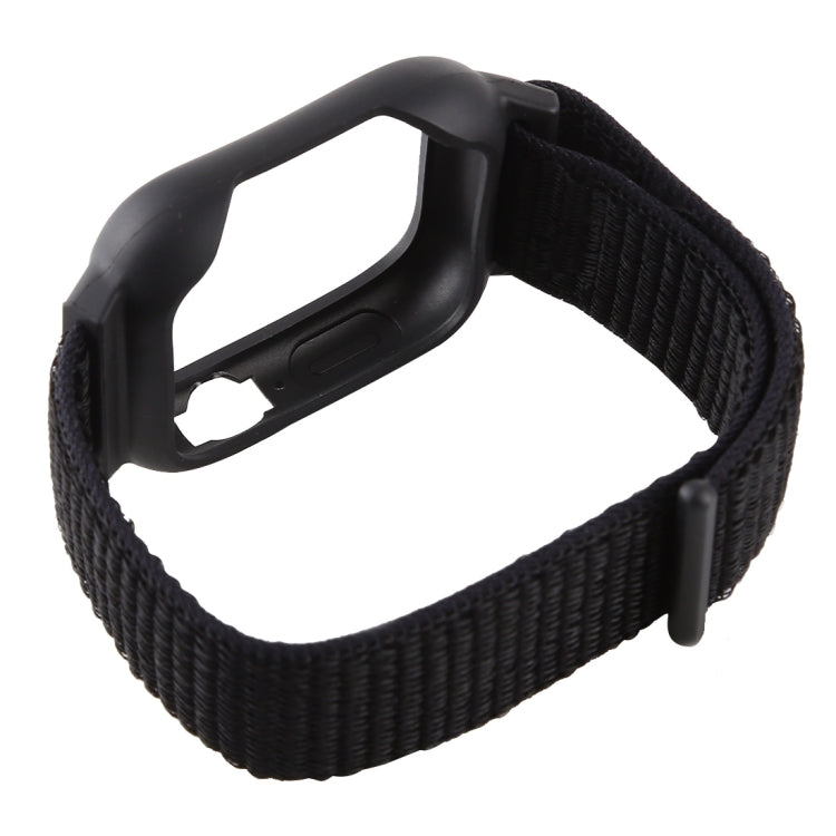 For Apple Watch Series 7 45mm / 6 & SE & 5 & 4 44mm / 3 & 2 & 1 42mm Nylon Watch Band with Hook and Loop Fastener (Black) - Watch Bands by buy2fix | Online Shopping UK | buy2fix